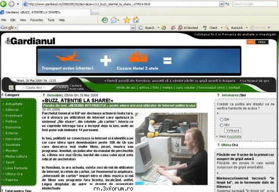 !!! stirile din mai 2006&nbsp; atentie pornita din iasi, poate aduce oricarui utilizator internet Camatar de Trib